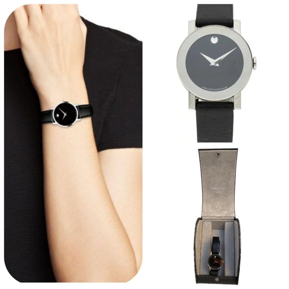 Movado Accessories - Auc Movado Museum sapphire crystal Ceramic steel, h20 Resistant Leather Watch